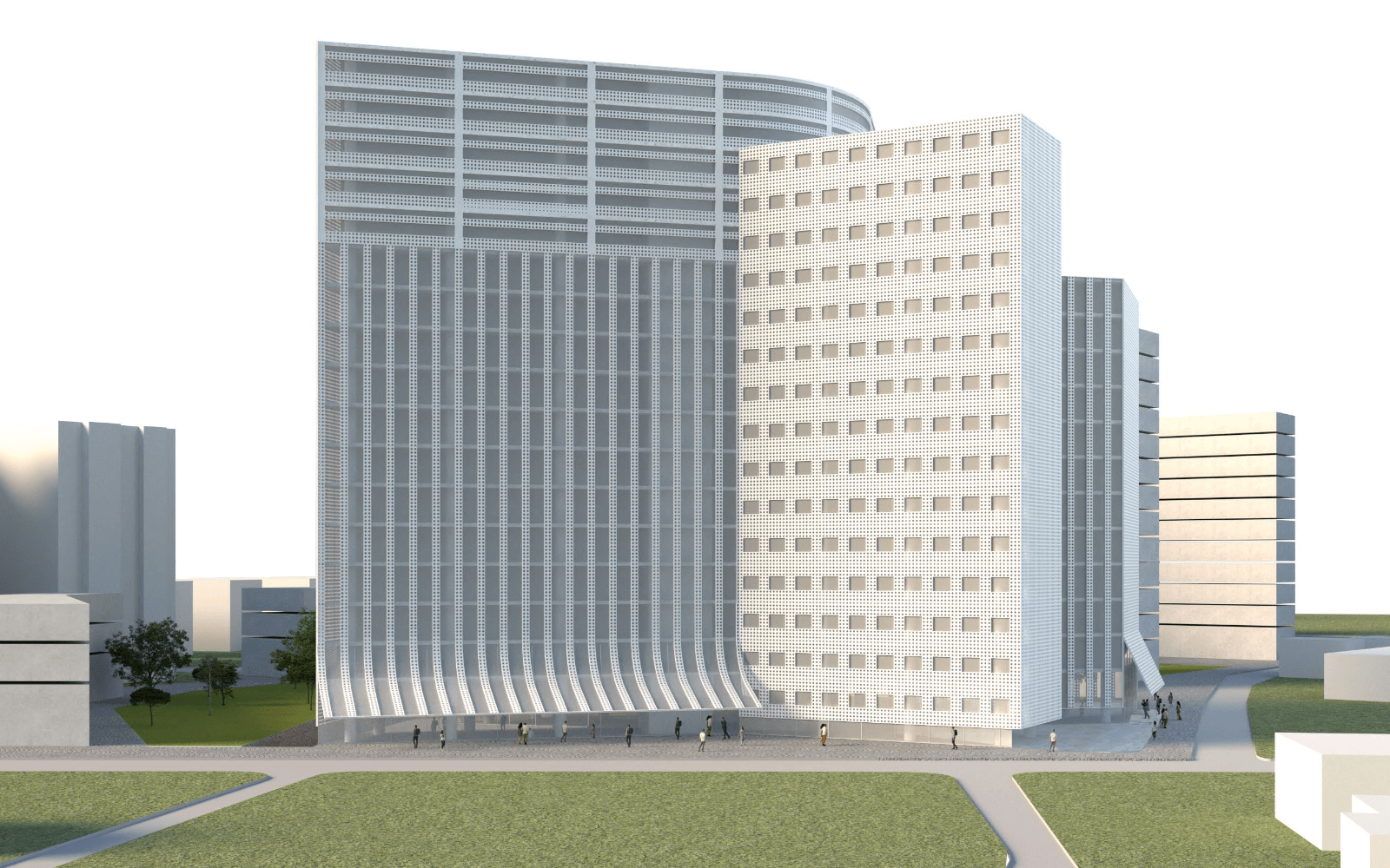 Pamje arkitektonike e kompleksit Babasi Residence me tri kullat e banimit